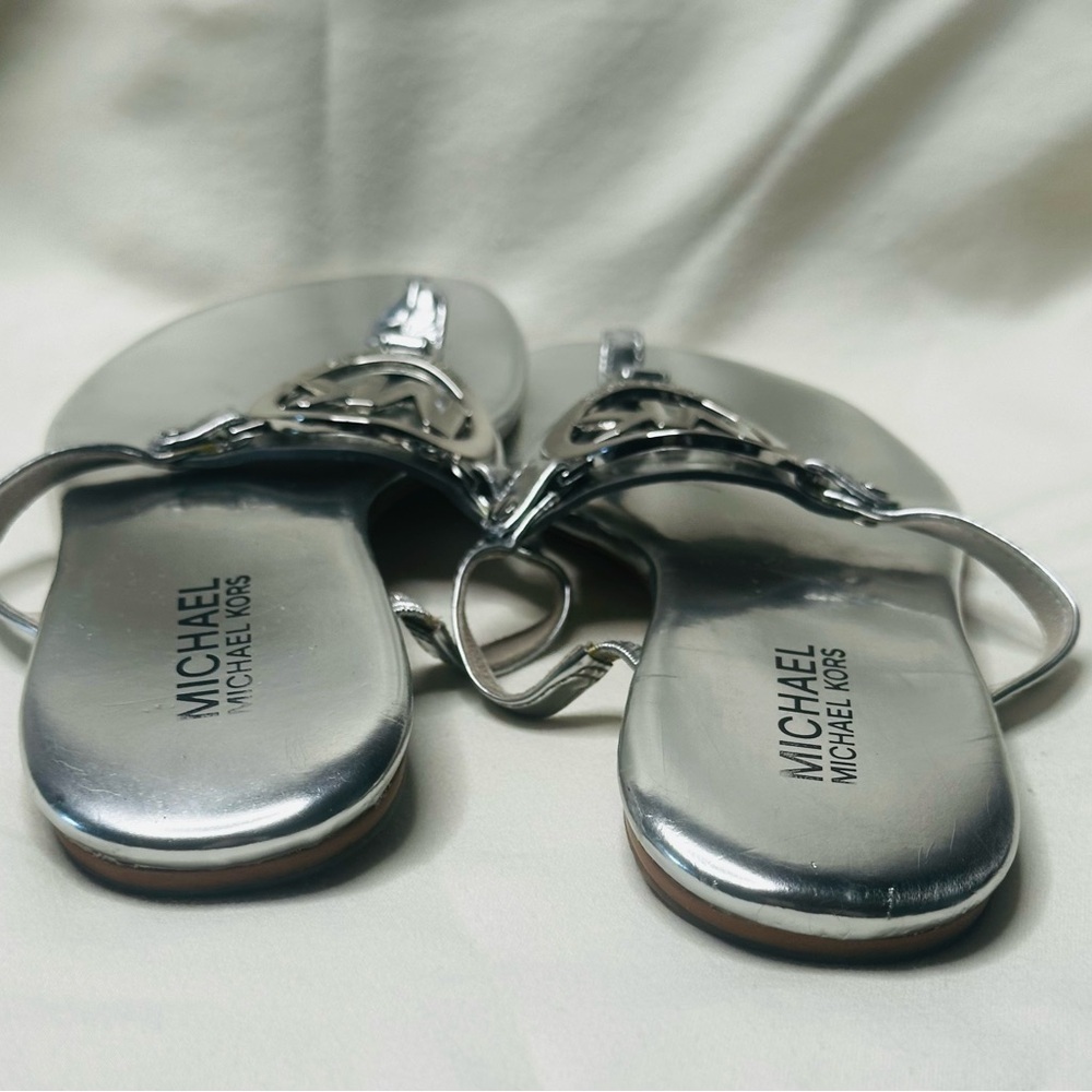 Michael Kors Metallic Silver Sandals - Picture 4 of 6